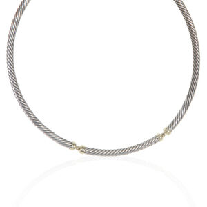 David Yurman Yellow Gold & Sterling Silver  Metro Cable Necklace